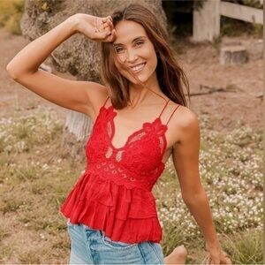 NWT Free People Adella Cami in Red